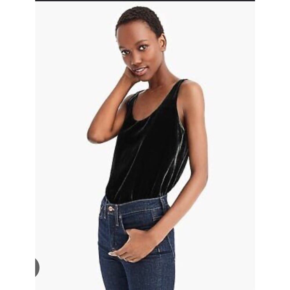 J Crew Womens 90s Y2K Velvet Sleeveless Top Black Boxy Tank Top 14 NWT